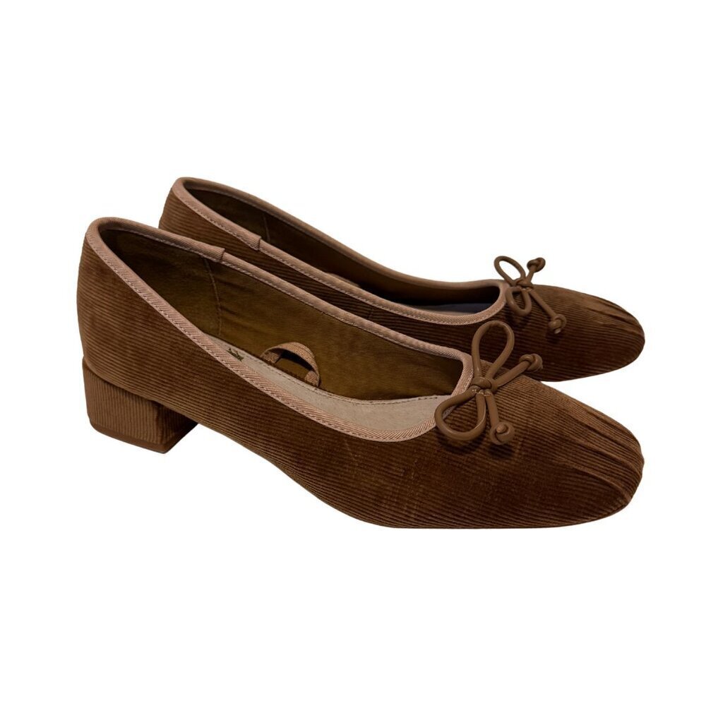 NEW Lilly Sisto x Gianni Bini Corduroy Block Low Heel Shoes in Almond Sz. 8
